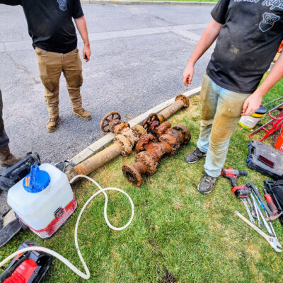 Old corroded backflow valve remove from a Toledo Ohio area sewer and drain line