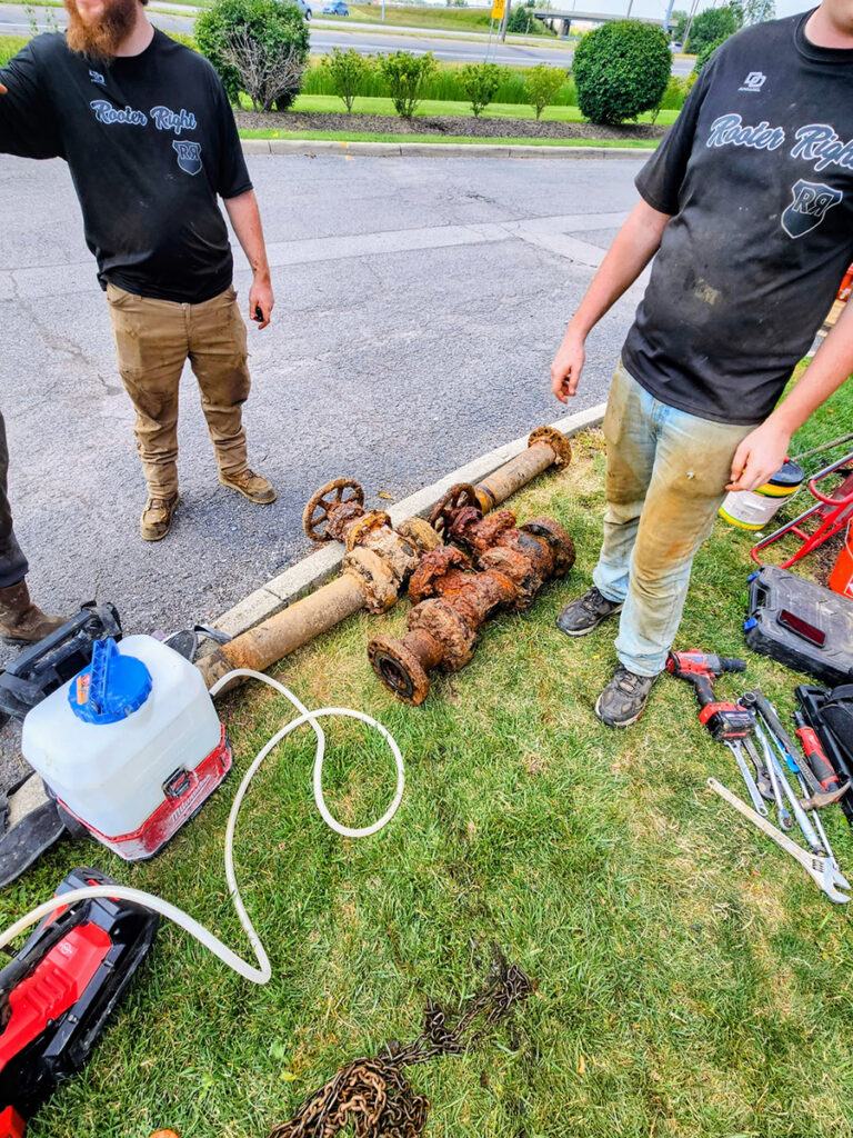 Old corroded backflow valve remove from a Toledo Ohio area sewer and drain line
